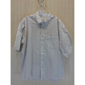 Enro Mens Non-Iron Poplin Cotton Short Sleeve Tattersall Check Shirt Large Multi